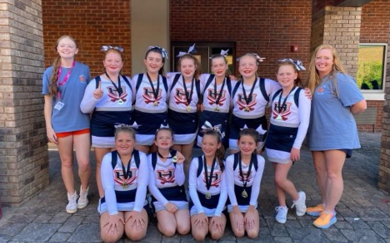 Habersham’s 11U cheer squad: Back Row (left to right): Coach Elloree Chambers, Skyler, Breylyn, Reese, Albany, Makenna, Hollen, Coach Christie McDowell Front Row (left to right): Adelyn, Jonie, Mollie, Gionna (Not pictured- Coach Neile Chambers)