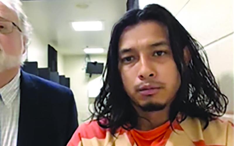Angel DeJesus Rivera-Sanchez appears in Habersham County Magistrate Court on Nov. 1 in this video screenshot. SUBMITTED