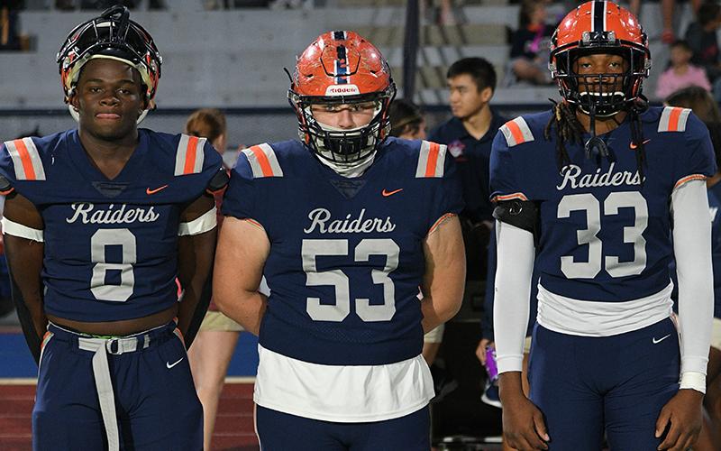 Habersham seniors (from left) Antonio Cantrell, Dawson Barnett, and Aaron Hitchcock are hoping to help their team pull off a magical upset Friday at Lee County. TOM ASKEW/Special