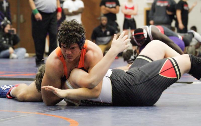HCHS’ Javonte Bowen remained undefeated by taking the 285 pound division at the Raider Invitational last weekend. KIMBERLY WATSON/HCHS