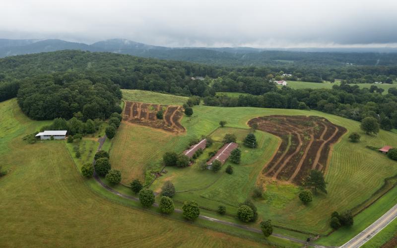 An aerial view of a farm off of New Liberty Road in Clarkesville. ZACH TAYLOR/Staff
