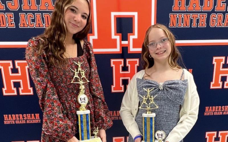 Cecilia Chitwood (left) and Kylie Taylor were the 2024 Coach’s Award recipients for the Hab Central competition cheer teams. SUBMITTED