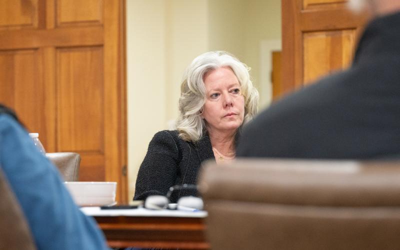 Clarkesville Councilwoman Angelia Kiker vies for a letter of intent to be sent to the county for purchasing the courthouse property. ZACH TAYLOR/Staff