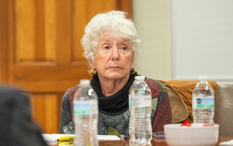 Clarkesville Mayor Barrie Aycock listens in on the HB581 discussion. ZACH TAYLOR/Staff