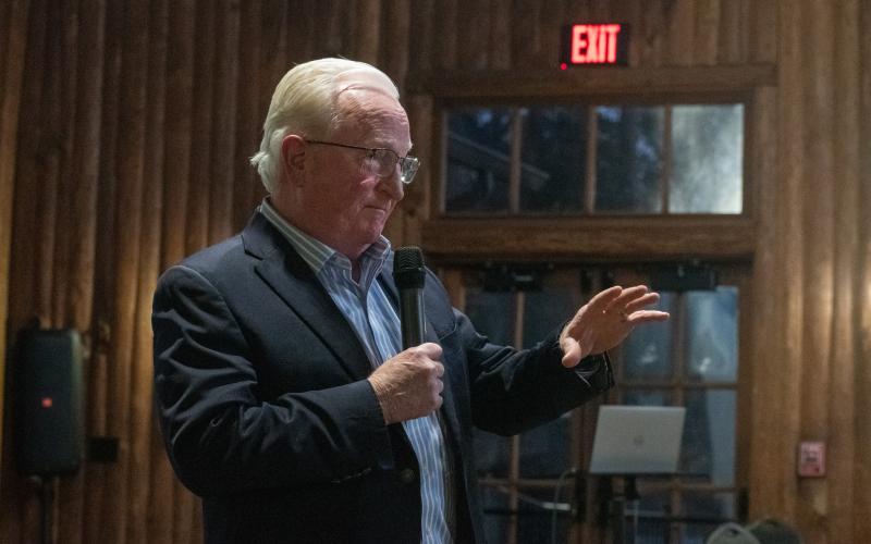 Phil Sutton of Sutton Consulting LLC was the lead presenter for information concerning House Bill 581 on Wednesday night. HANNAH CAUDELL/Staff