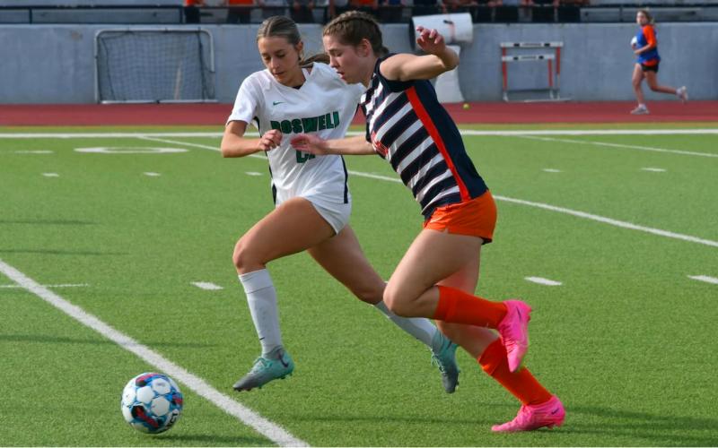 Abigail Hotard (and her easy-to-spot pink boots) is part of a senior class that has already made history for Habersham soccer. They’ll look to add to it this spring. LANG STOREY/Staff