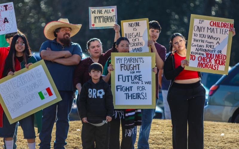 Maricela Castillo Arellano, left center, and her family attend the rally. Submitted