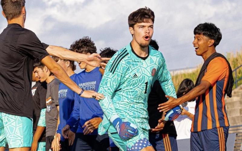 Senior Everett Rudeseal offers both leadership and a strong presence in the net as HCHS’ goalkeeper. SUBMITTED