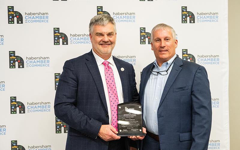 Habersham Chamber of Commerce Hall of Fame Inductee Sen. Victor Anderson with Bryan Ferguson. ZACH TAYLOR/Staff