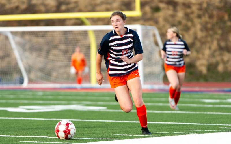 Sophomore Emmie Kyle provided one of the Lady Raiders’ 10 goals in the clubs dominant win over Clarke Central last Friday. SUBMITTED