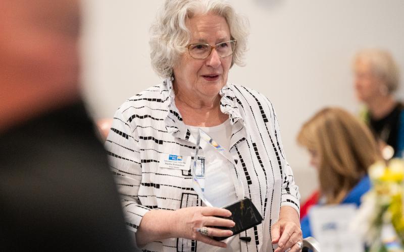 Martha Richardson gets emotional after receiving the President’s Shining Star Award. ZACH TAYLOR/Staff