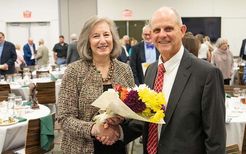 Martha Cantrell is congratulated for being named a  Distinguished Citizen. ZACH TAYLOR/Staff