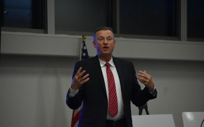 Doug Collins speaks at Piedmont University in 2024 at the American Values Dinner. He will speak again at the university for the Spring 2025 Commencement Ceremonies. FILE