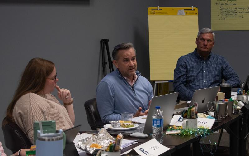 Engineering Management Inc President and Baldwin City Engineer Fletcher Holliday presents a Capital Improvement Plan (CIP) to the Baldwin City Council during their retreat last week. HANNAH CAUDELL/Staff