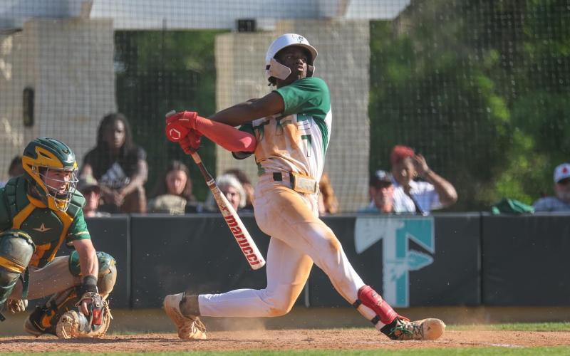 AUSTIN POFFENBERGER/Special Despite the loss, TFS third baseman Ashton Roache put two Indians runs on the board with his game one home run Friday against Stratford.