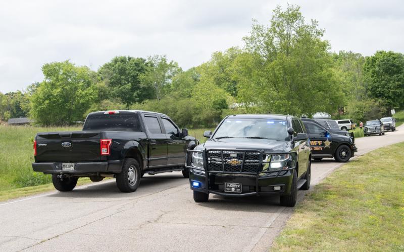 Habersham County deputies, GBI Bomb Squad and Habersham County Fire and Med units were on scene at a residence in Fairview after a cannonball involving black powder was reported to have not been inert. ZACH TAYLOR/Staff