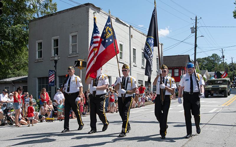 The Grant-Reeves Honor Guard proudly presented the colors in last year’s Independence Day celebration in Demorest.