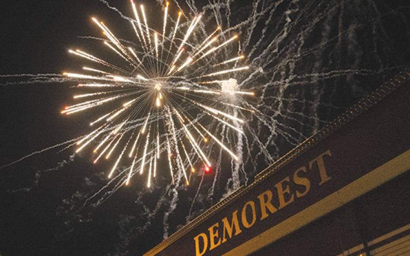 Fireworks light up the sky over Demorest at the grand finale of last year’s Glorious 4th of July celebration. (File)