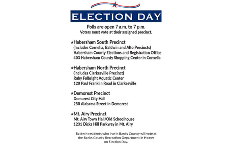 Voting is from 7 a.m. to 7 p.m. on Election Day.