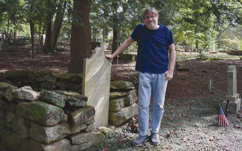 Local historian Jim Betz stands at the final stop on his Haunted Habersham ghost tours, the Old Clarkesville Cemetery. (Samantha Sinclair/Staff)