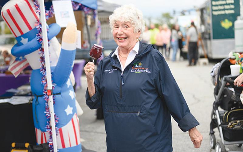 Mayor Barrie Aycock enjoys time at the 2023 Clarkesville Fall Festival, one of the main events the city organizes each year. (Zach Taylor/Staff)