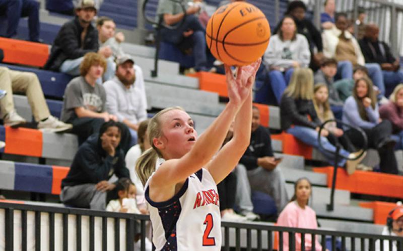 Habersham Central junior Jaden Bailes (2) goes for a three during a basketball game between Apalachee and Habersham Central at the Raider Gymnasium on Tuesday, Jan. 6. (Landen Todd/Staff)