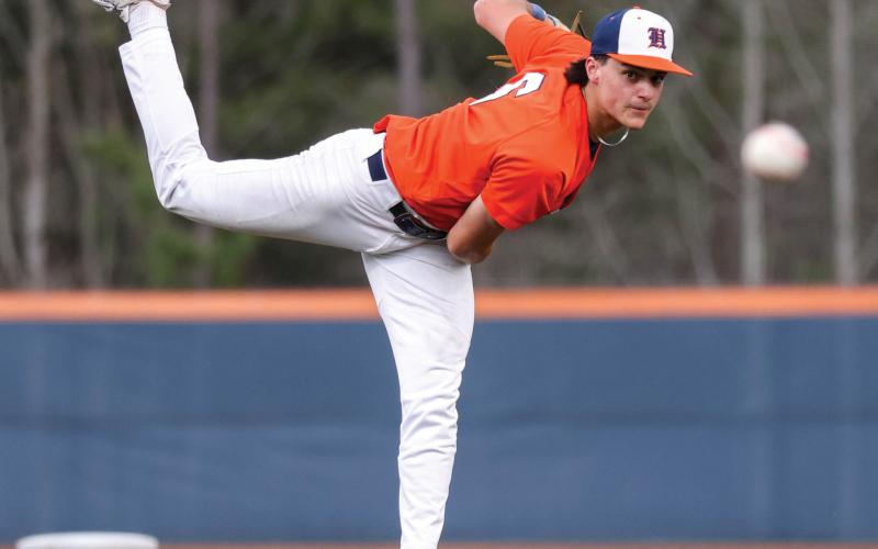 Habersham Central junior pitcher Ethan Wheeler (6) pitches the ball during a game between Jackson County and Habersham Central at Raider Park on Monday, March 20. (Landen Todd/Staff)