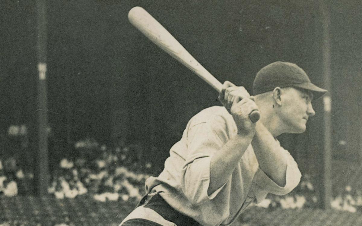 Johnny Mize swings the bat as he plays for the Rochester Redwings. Many historic photos from Mize’s career are available to view in the Johnny Mize Athletic Center and Museum. (File)