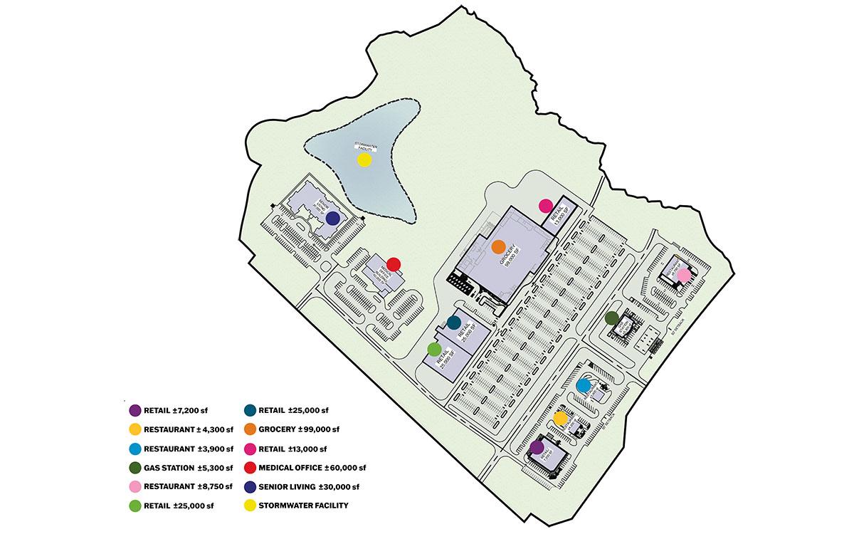 Plans for the site include grocery, restaurant, retail, medical and assisted living facility options. (Kristen Adkinson/Staff)
