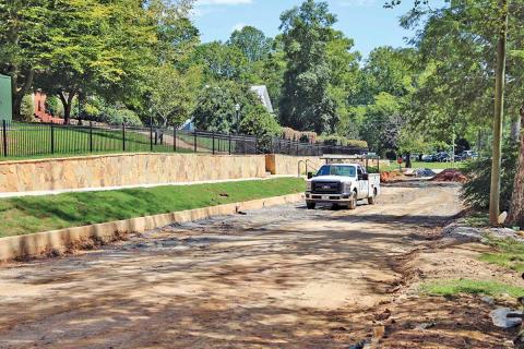 Massachusetts Boulevard has remained under a stop-work order issued by the city of Demorest Aug. 5. The street is adjacent to Piedmont College’s Conservatory of Music, which is expected to be complete in the late fall. (Photo/ERIC PEREIRA)