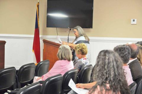 Demorest resident Deborah Showalter reads the letter on behalf of concerned citizens during the Tuesday night council meeting. She told The Northeast Georgian this letter has the support of 80-plus people. (Photo/ERIC PEREIRA)