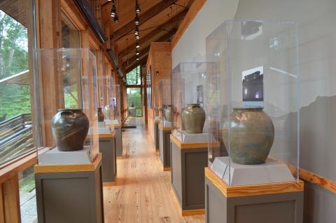 Stephanie Hill/ The Folk Pottery Museum also houses a featured exhibit that changes twice a year. Shown is an exhibit from Dave Drake, an enslaved African-American master potter and poet from the 1800s.