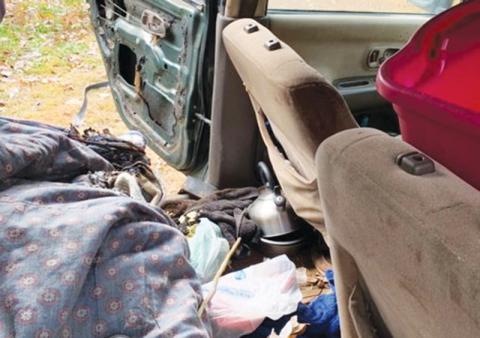 Photo courtesy of Habersham County The inside of the car that burned near Little Faith Lane on Wednesday was badly damaged, and the man had to be flown out with burns.