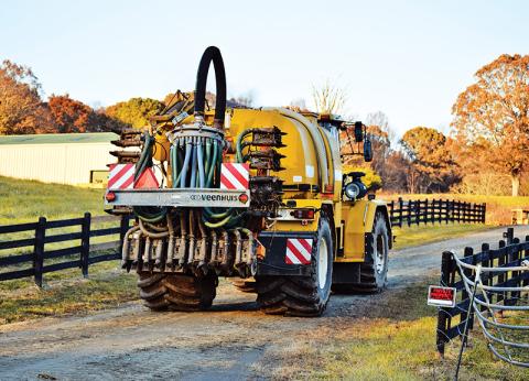 A truck enters the property on Alec Mountain Road in Clarkesville, where Wilbros has been operating since about late October.