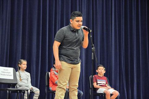  South Habersham Middle School seventh grader Richard Navarro spelled "throttle" to win the Habersham County spelling bee.