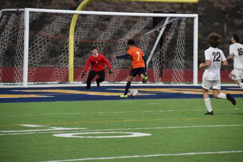 Habersham Central's Alexis Laguna scores a goal against Dawson County Friday.