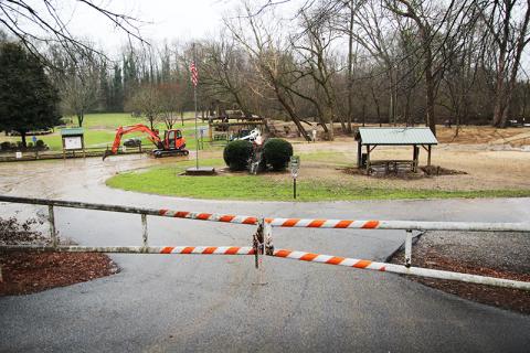 Pitts Park in Clarkesville has seen some damage during the recent weeks of wet weather.