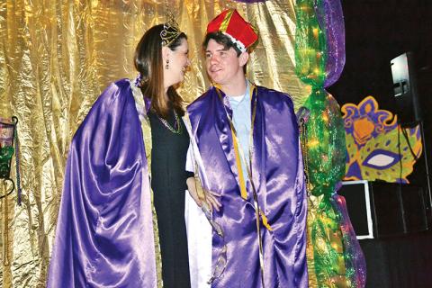Meg and Josh Luke were the lucky ones to find the baby in the King Cake at the Clarkesville Mardi Gras event at the Habersham Event Center on Saturday night. They were named king and queen of the ball.