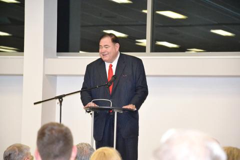 David Baker, CEO and president of the Pro Football Hall of Fame, gives the keynote address at the American Values Dinner on Thursday night at Piedmont College.