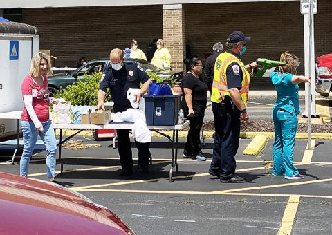 Habersham Medical Center personnel and county first responders held a drive-through COVID-19 testing event in Cornelia on Sunday. CODY ROGERS/Staff