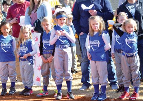 Habersham County Little Leaguers recite the Little League pledge at last year’s  Opening Day.