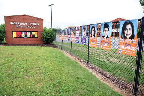 Banners have been placed around the entire campus to celebrate each of the 442 Habersham Central High School seniors.