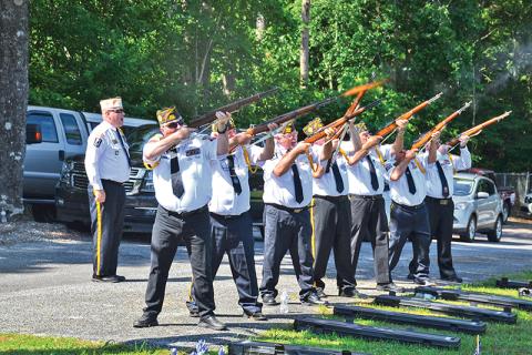Members of the Veterans of Foreign Wars honor guard participated in last year’s Memorial Day ceremony in Demorest.