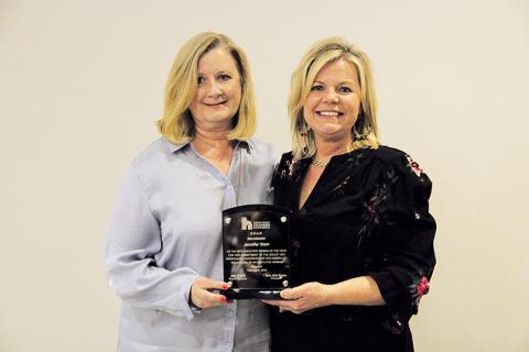 Jennifer Stein (right), Executive Director of the Family Resource Center of Northeast Georgia was recognized as the executive woman of the year by Habersham Chamber of Commerce’s SOAR (Strong, Objective , Active and Respective) professional women’s group. Brenda Speed presented the award to Stein at the Chamber’s annual awards celebration in February.