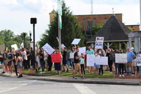Hundreds gathered in Clarkesville on Friday night for a demonstration of unity.