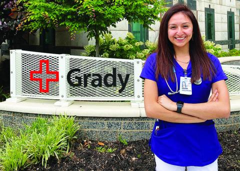 Brendalin Garduño Leónides, DACA recipient, offers her services working on the front line as a nursing student at Grady Memorial Hospital.