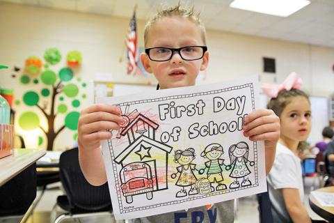 Colton Ledbetter of Clarkesville Elementary was excited about the start of the last school year, and many youngsters are anxious to get back to school this year and see their friends again.
