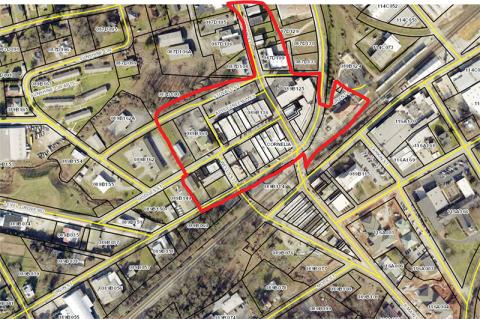 The marked area is where the entertainment district in Cornelia could be.