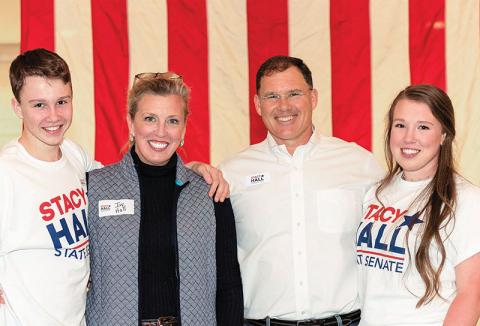 District 50 candidate Stacy Hall has a strong support system in son Lincoln, wife Ivy and daughter Brinson.