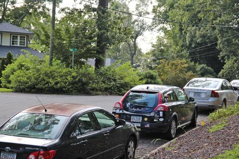 The Demorest City Council discussed on street parking issues at length Tuesday night. Cars shown are parked on Georgia Street.